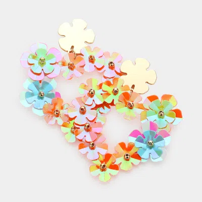 Fashnzfab Flower Cluster Heart Dangle Earrings In Multi
