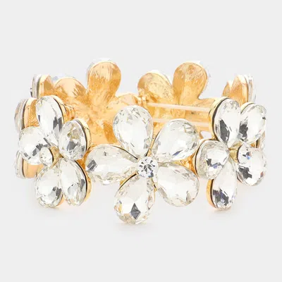 Fashnzfab Flower Cluster Stretch Evening Bracelet Gold In Silver