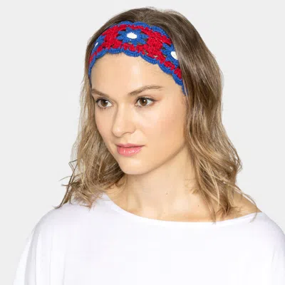 Fashnzfab Flower Crochet Elastic Headband In Red