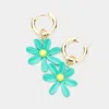 Fashnzfab Flower Dangle Earrings - Mint In Gold