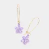 Fashnzfab Flower Dangle Earrings - Purple In Brown