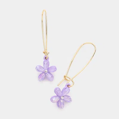 Fashnzfab Flower Dangle Earrings - Purple In Brown