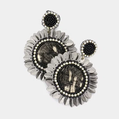 Fashnzfab Flower Dangle Earrings In Black