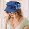 Fashnzfab Flower Denim Beret Hat In Multi