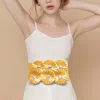 Fashnzfab Flower Elastic Belt In Gold