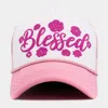 Fashnzfab Flower Embroidered Blessed Mesh Back Trucker Hat In Multi