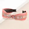Fashnzfab Flower Embroidered Knot Headband In Pink