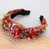 Fashnzfab Flower Embroidered Stone Cluster Embellished Knot Headband In Multi