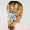 Fashnzfab Flower Embroidery Scrunchie Hairband In Blue