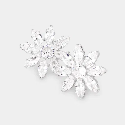 Fashnzfab Flower Evening Stud Earrings In Silver
