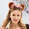 Fashnzfab Flower Faux Fur Animal Ears Headband In Brown