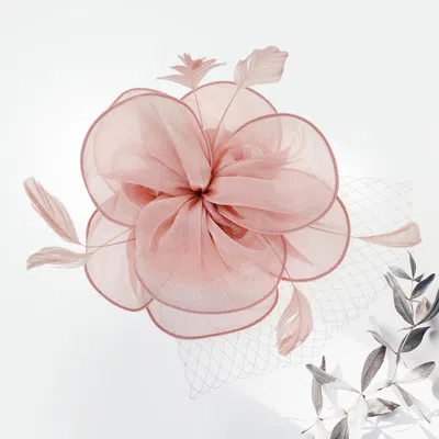Fashnzfab Flower Feather Fascinator / Headband In Pink