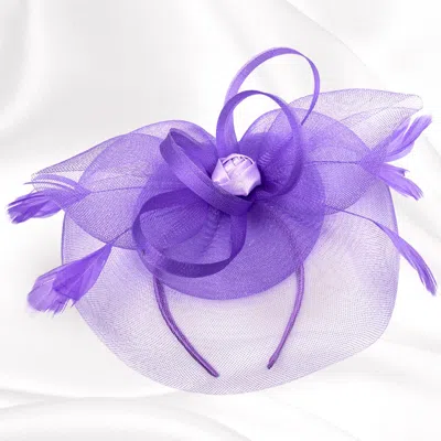 Fashnzfab Flower Feather Fascinator / Headband In Purple