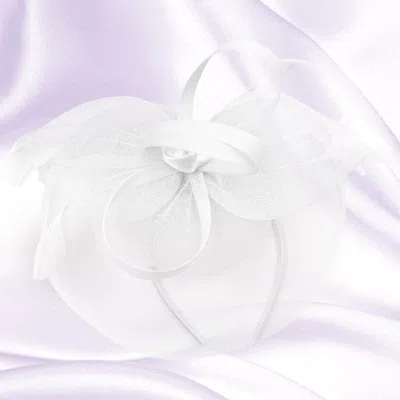 Fashnzfab Flower Feather Fascinator / Headband In White