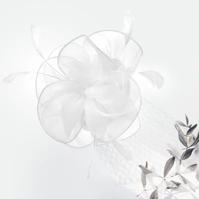 Fashnzfab Flower Feather Fascinator / Headband In White