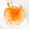 Fashnzfab Flower Feather Mesh Bow Fascinator / Headband In Orange