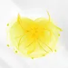 Fashnzfab Flower Feather Mesh Bow Fascinator / Headband In Yellow