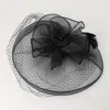 Fashnzfab Flower Feather Mesh Fascinator / Headband In Black