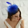 Fashnzfab Flower Feather Mesh Fascinator / Headband In Blue