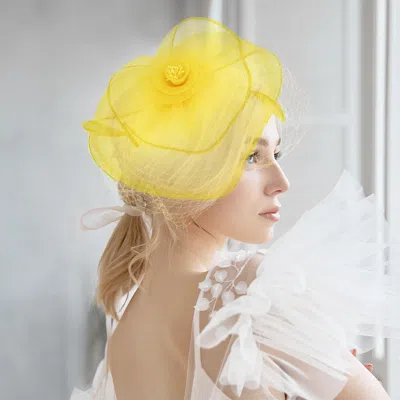 Fashnzfab Flower Feather Mesh Fascinator / Headband In Grey