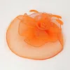 Fashnzfab Flower Feather Mesh Fascinator / Headband In Orange