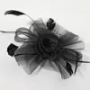 Fashnzfab Flower Feather Pearl Mesh Bow Fascinator / Headband In Black