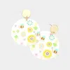 Fashnzfab Flower Honey Bee Printed Clear Lucite Dangle Earrings In Gold