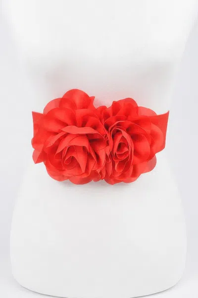 Fashnzfab Flower Inspired Belt In Red