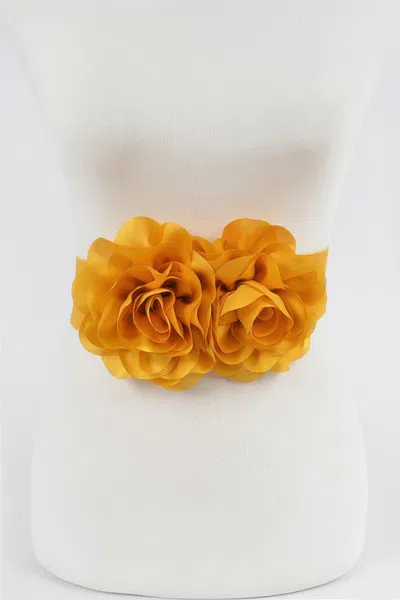 Fashnzfab Flower Inspired Belt In Orange
