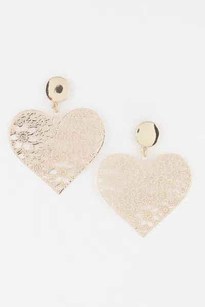 Fashnzfab Flower Lace Heart Earrings In Pink