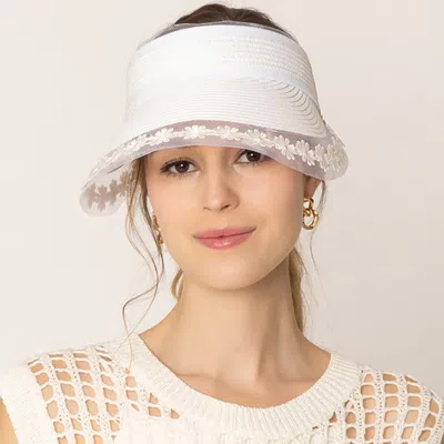 Fashnzfab Flower Lace Pointed Straw Sun Visor Hat In Multi