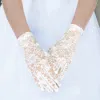 Fashnzfab Flower Leaf Patterned Lace Wedding Gloves In Multi