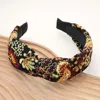 Fashnzfab Flower Leaves Embroidered Knot Headband In Multi