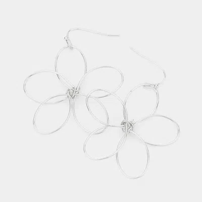 Fashnzfab Flower Metal Wire Dangle Earrings In Silver