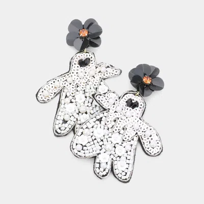 Fashnzfab Flower Multi Bead Ghost Earrings In White