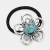 Fashnzfab Flower Natural Stone Stretch Hairband In Metallic
