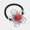 Fashnzfab Flower Natural Stone Stretch Hairband In Metallic