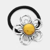 Fashnzfab Flower Natural Stone Stretch Hairband In Metallic