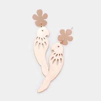 Fashnzfab Flower Parrot Dangle Metal Earrings In Multi