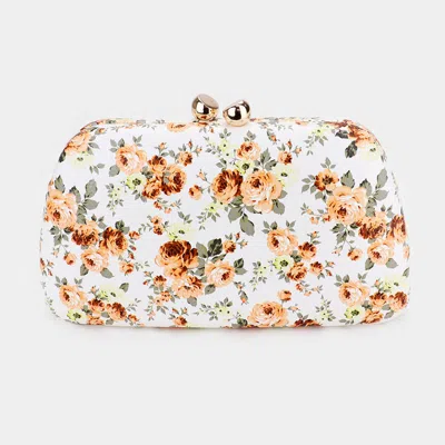 Fashnzfab Flower Pattern Faux Leather Clutch Bag In Pink