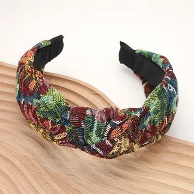 Fashnzfab Flower Pattern Printed Knot Headband In Multi
