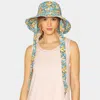Fashnzfab Flower Patterned Chin Tie Bucket Hat In Blue