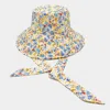 Fashnzfab Flower Patterned Chin Tie Bucket Hat In Yellow