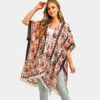 Fashnzfab Flower Patterned Cover Up Kimono Poncho In Multi