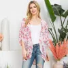 Fashnzfab Flower Patterned Cover Up Kimono Poncho In Pink