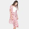 Fashnzfab Flower Patterned Cover Up Kimono Poncho In Pink