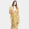 Fashnzfab Flower Patterned Cover Up Kimono Poncho In Yellow