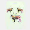 Fashnzfab Flower Patterned Cow Pendant Set - Multi In Multi