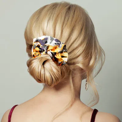 Fashnzfab Flower Patterned Scrunchie Hairband In Yellow