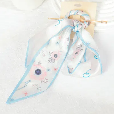 Fashnzfab Flower Patterned Silky Scarf Hair Stick / Hair Pin In White